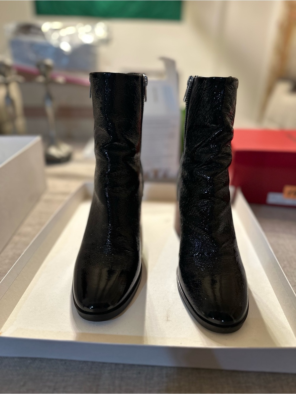 Nando Muzi Black Patent Leather Ankle Boots